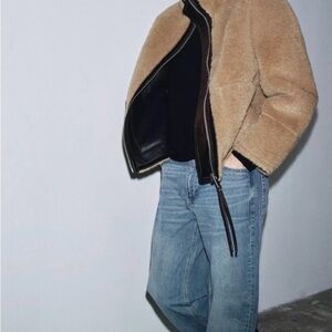 Zara ZW collection faux shearling double-faced jacket